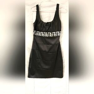 Bisou bisou black satin jeweled dress